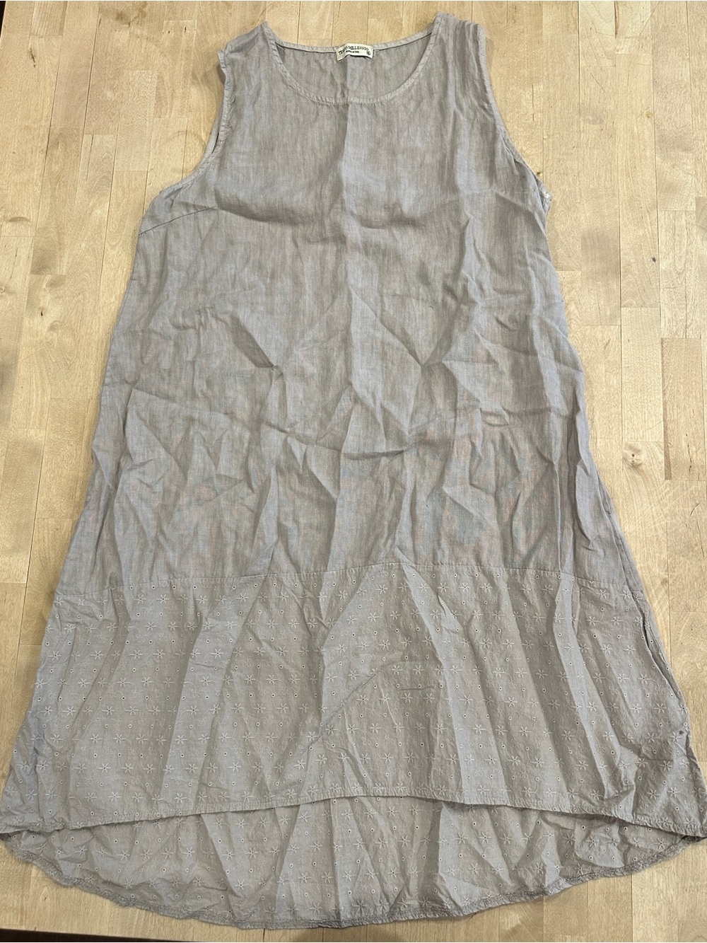 Sleeveless High-Low Linen Blend Dress in Light Gray